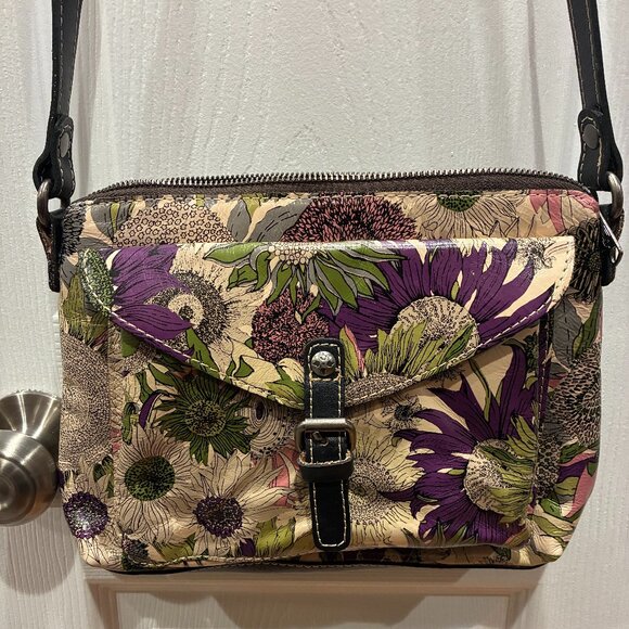 Patricia Nash Handbags - Patricia Nash Avellino Crossbody - Leather - Rare! Purple Sunflower - NWOT